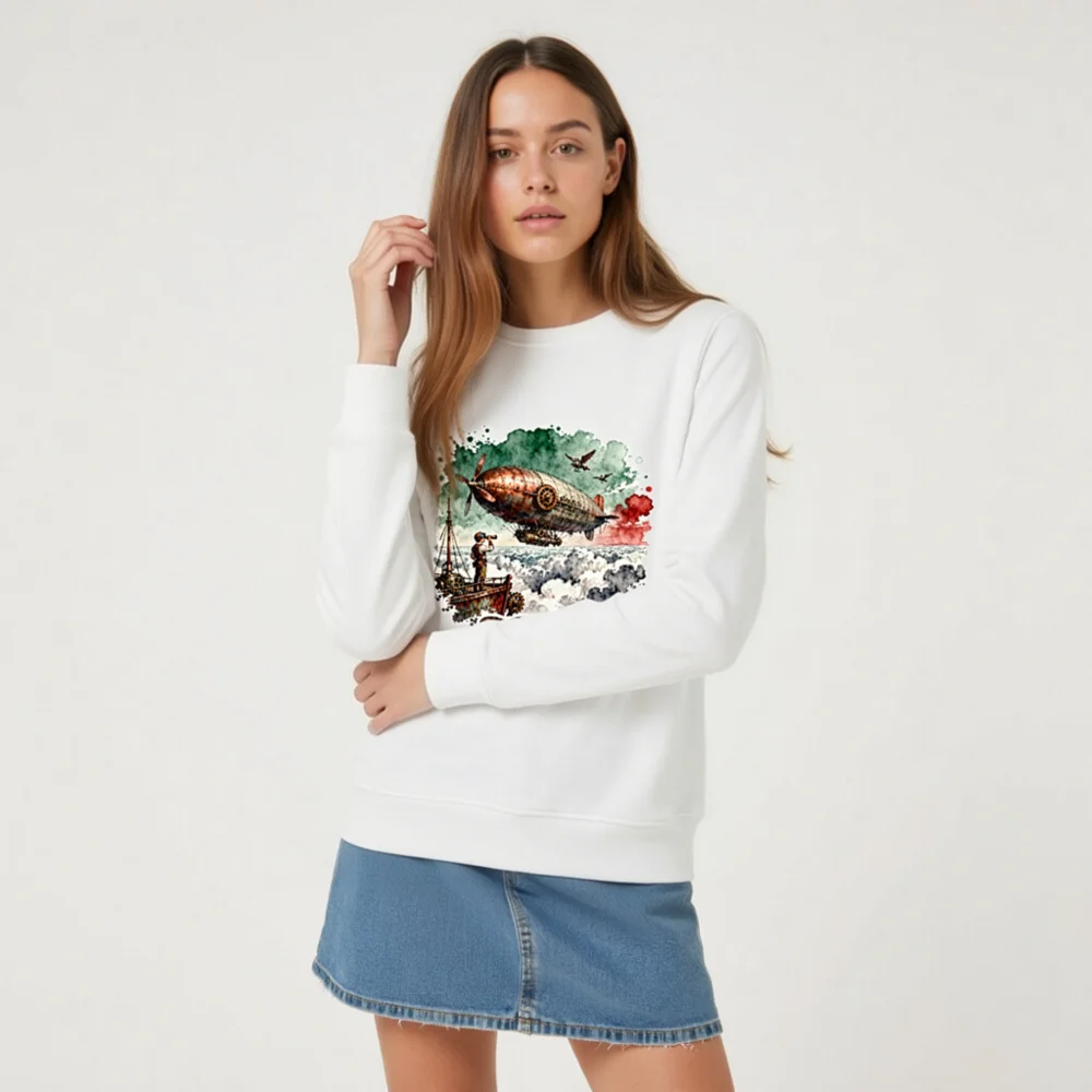 Steampunk Airship Sweatshirt – Unisex Organic Cotton Pullover - Image 8