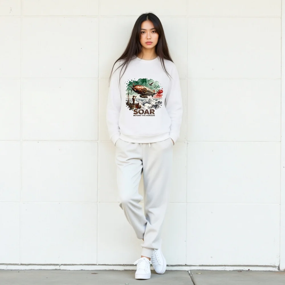 Steampunk Airship Sweatshirt – Unisex Organic Cotton Pullover - Image 9