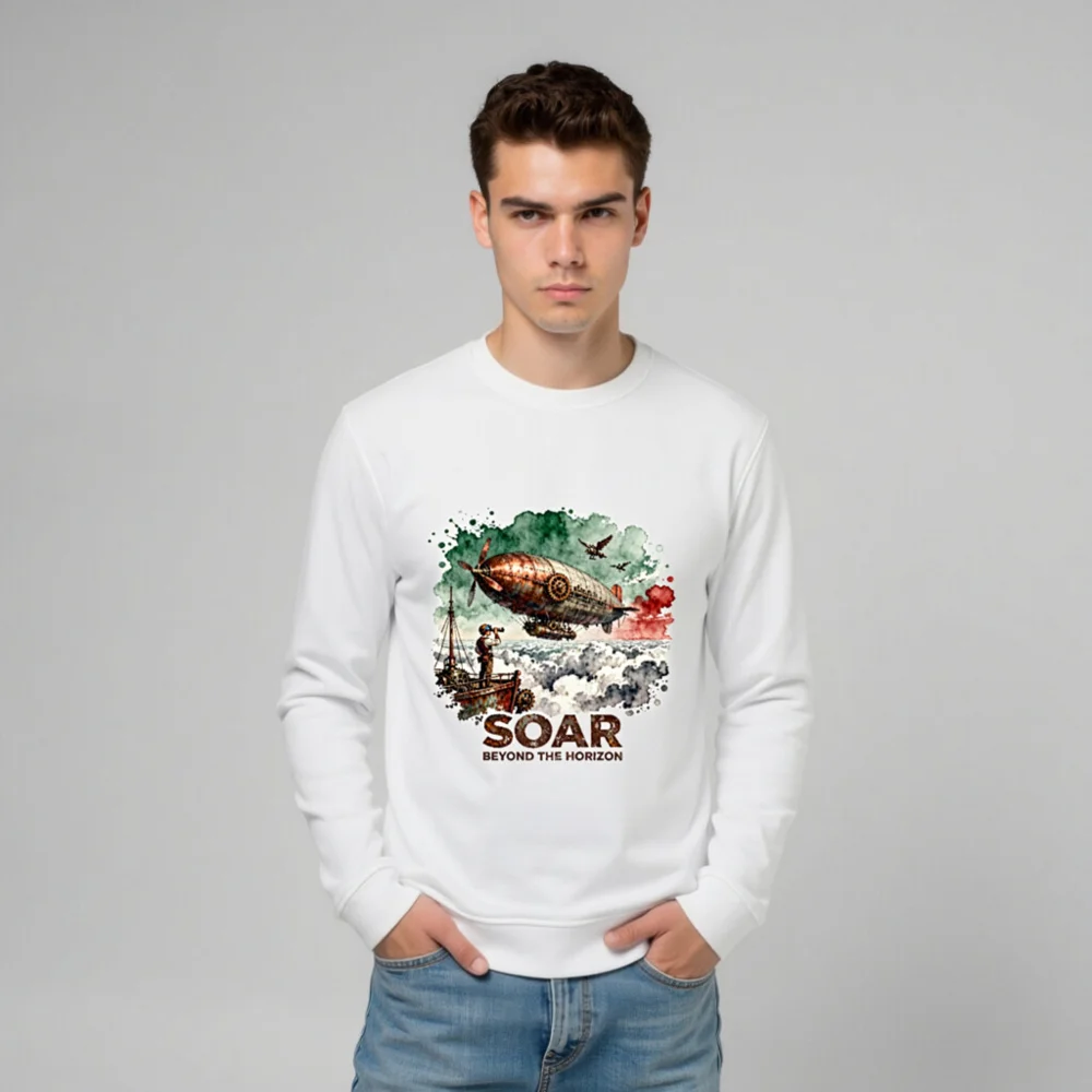 Steampunk Airship Sweatshirt – Unisex Organic Cotton Pullover - Image 10