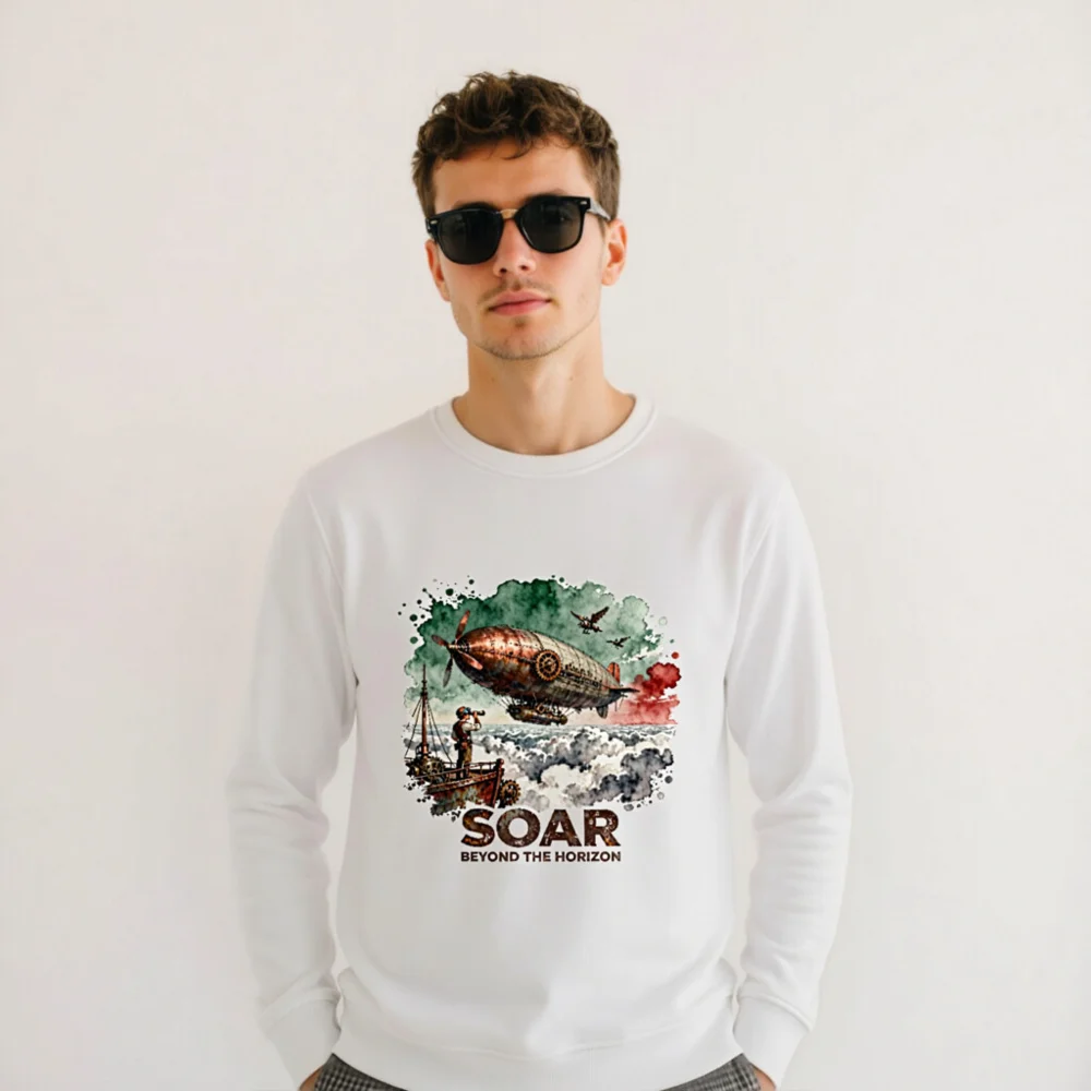 Steampunk Airship Sweatshirt – Unisex Organic Cotton Pullover - Image 11