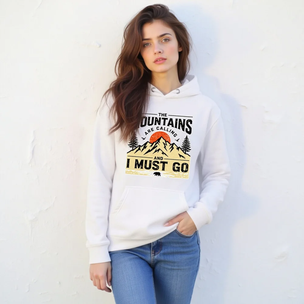 Unisex Premium Pullover Hoodie – 'The Mountains Are Calling' Outdoor Graphic Sweatshirt - Image 11