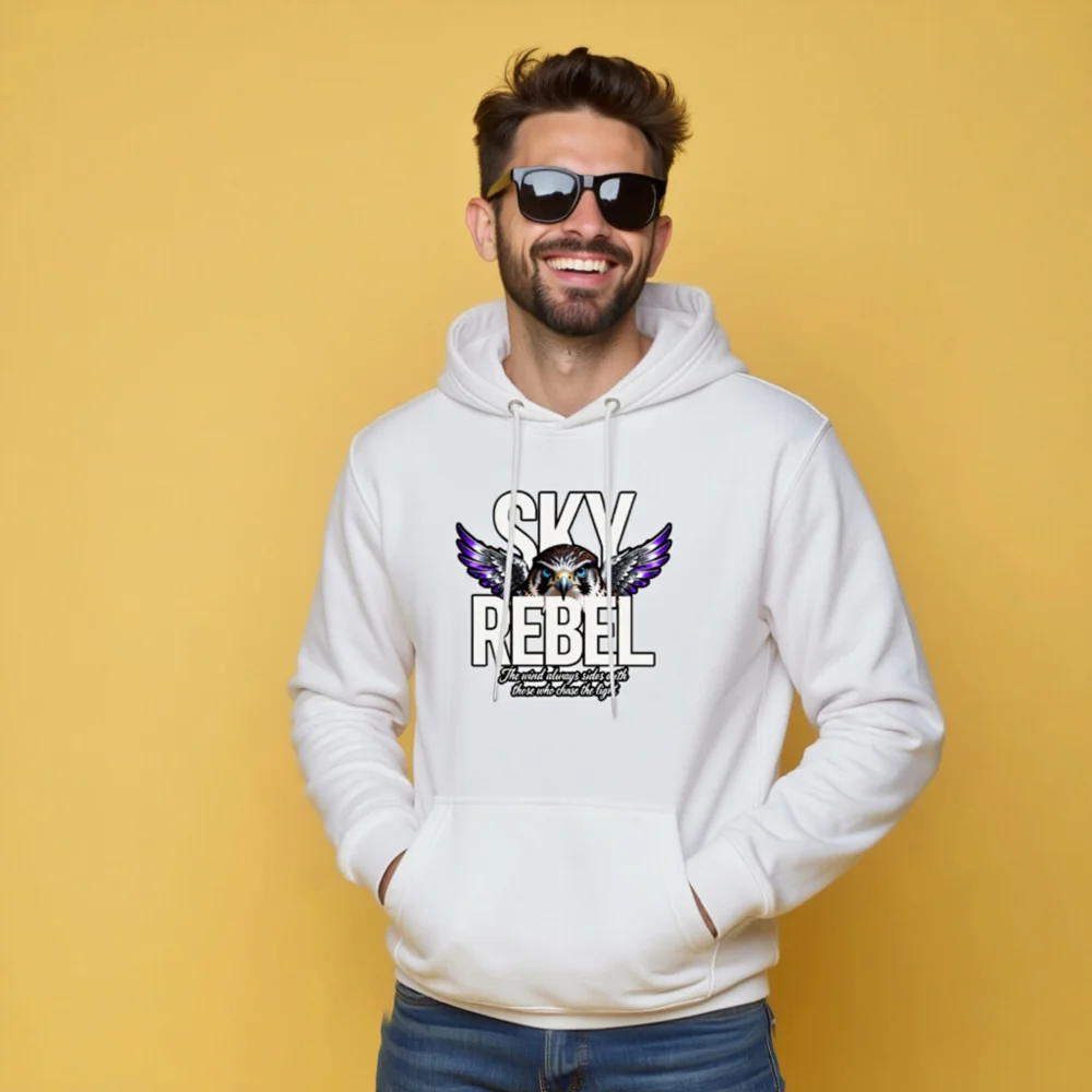 Sky Rebel Unisex Premium Pullover Hoodie –鹰翼印花潮牌连帽衫 - Image 9