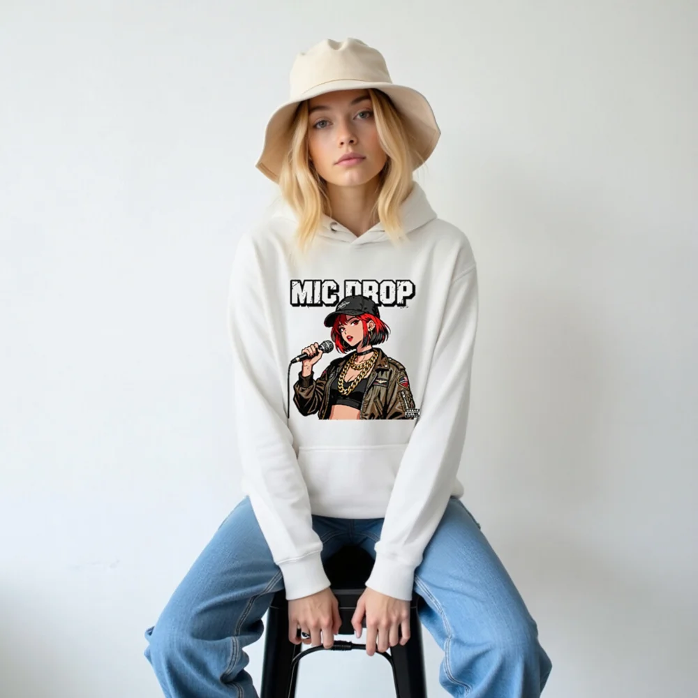 Mic Drop Unisex Premium Pullover Hoodie – Streetwear Graphic Hoodie - Image 6