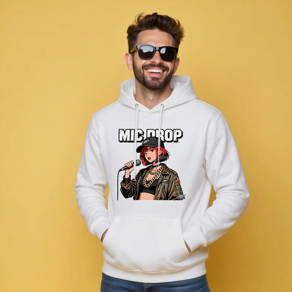 Mic Drop Unisex Premium Pullover Hoodie – Streetwear Graphic Hoodie - Image 9