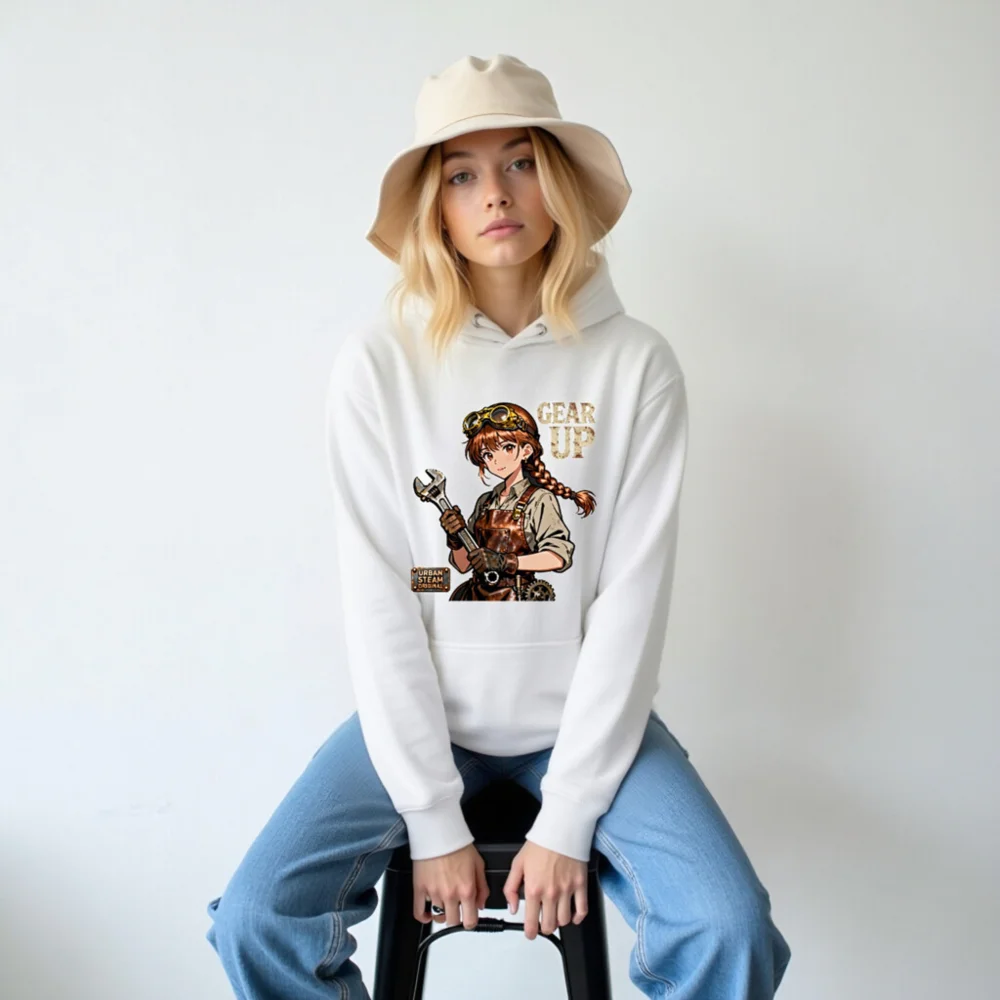 Steampunk Gear Up Hoodie – Unisex Premium Pullover with Anime Mechanic Design - Image 6