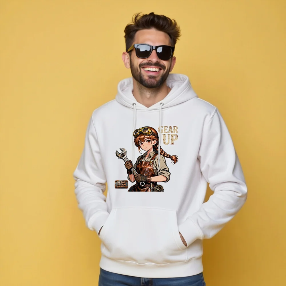 Steampunk Gear Up Hoodie – Unisex Premium Pullover with Anime Mechanic Design - Image 9