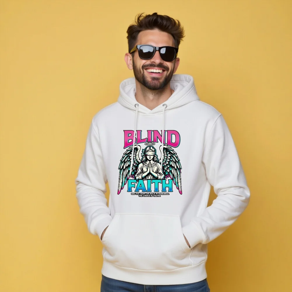 Blind Faith Unisex Premium Pullover Hoodie – Graphic Angel Design - Image 9