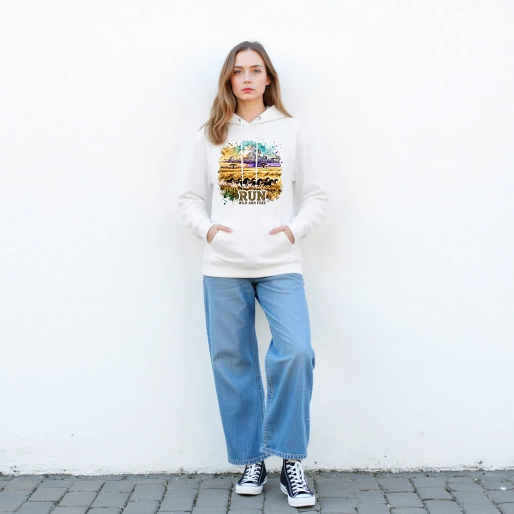 Run Wild and Free Hoodie – Unisex Premium Pullover Sweatshirt - Image 4