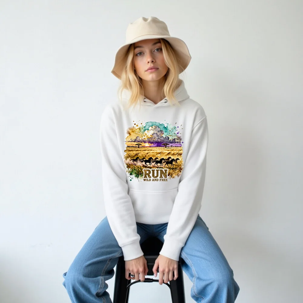 Run Wild and Free Hoodie – Unisex Premium Pullover Sweatshirt - Image 6