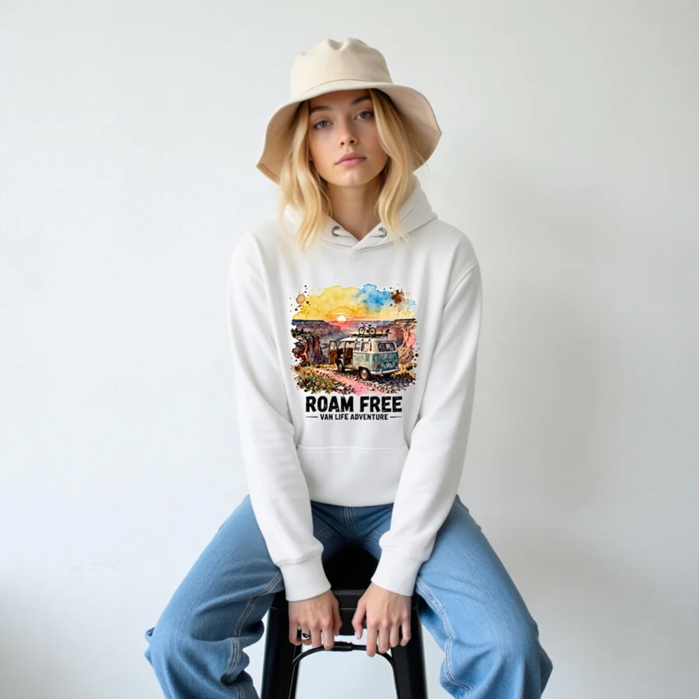 Roam Free Van Life Adventure Hoodie – Unisex Premium Pullover - Image 6