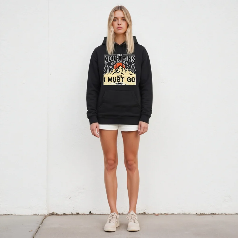 Unisex Premium Pullover Hoodie – 'The Mountains Are Calling' Outdoor Graphic Sweatshirt - Image 5