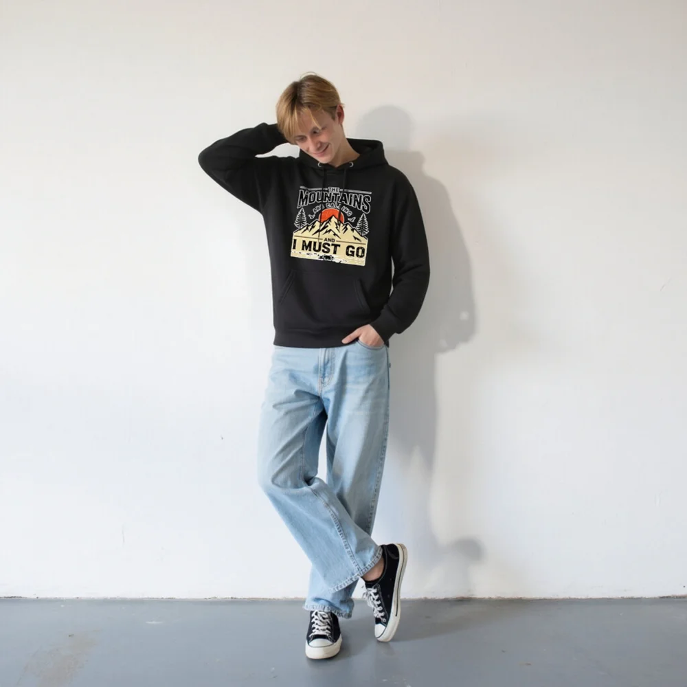 Unisex Premium Pullover Hoodie – 'The Mountains Are Calling' Outdoor Graphic Sweatshirt - Image 9