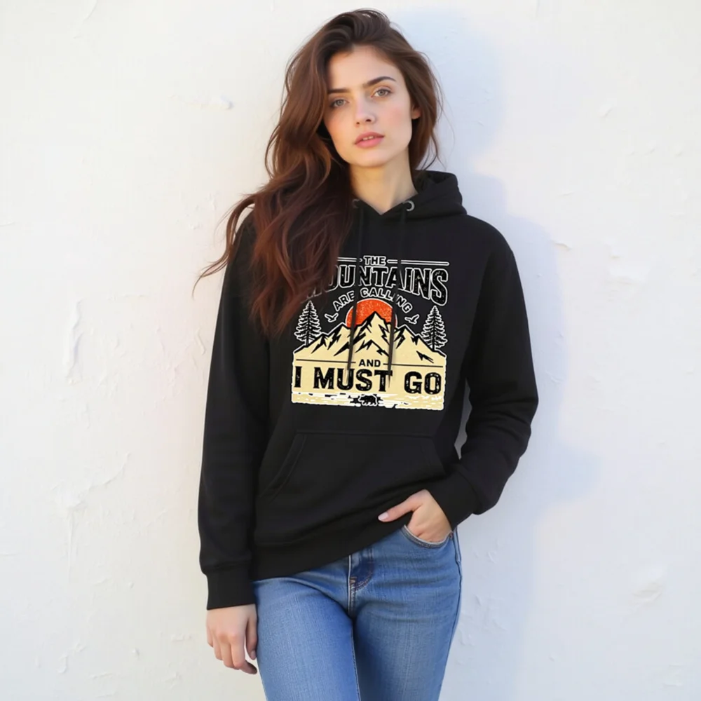 Unisex Premium Pullover Hoodie – 'The Mountains Are Calling' Outdoor Graphic Sweatshirt - Image 11
