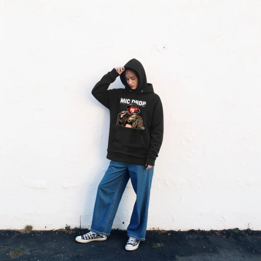 Mic Drop Unisex Premium Pullover Hoodie – Streetwear Graphic Hoodie - Image 2