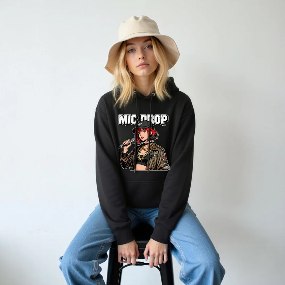 Mic Drop Unisex Premium Pullover Hoodie – Streetwear Graphic Hoodie - Image 6