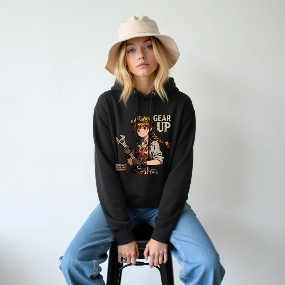 Steampunk Gear Up Hoodie – Unisex Premium Pullover Sweatshirt - Image 5