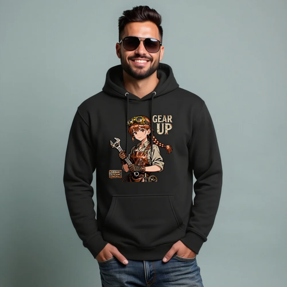 Steampunk Gear Up Hoodie – Unisex Premium Pullover Sweatshirt - Image 7