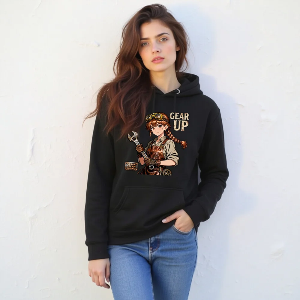 Steampunk Gear Up Hoodie – Unisex Premium Pullover Sweatshirt - Image 10