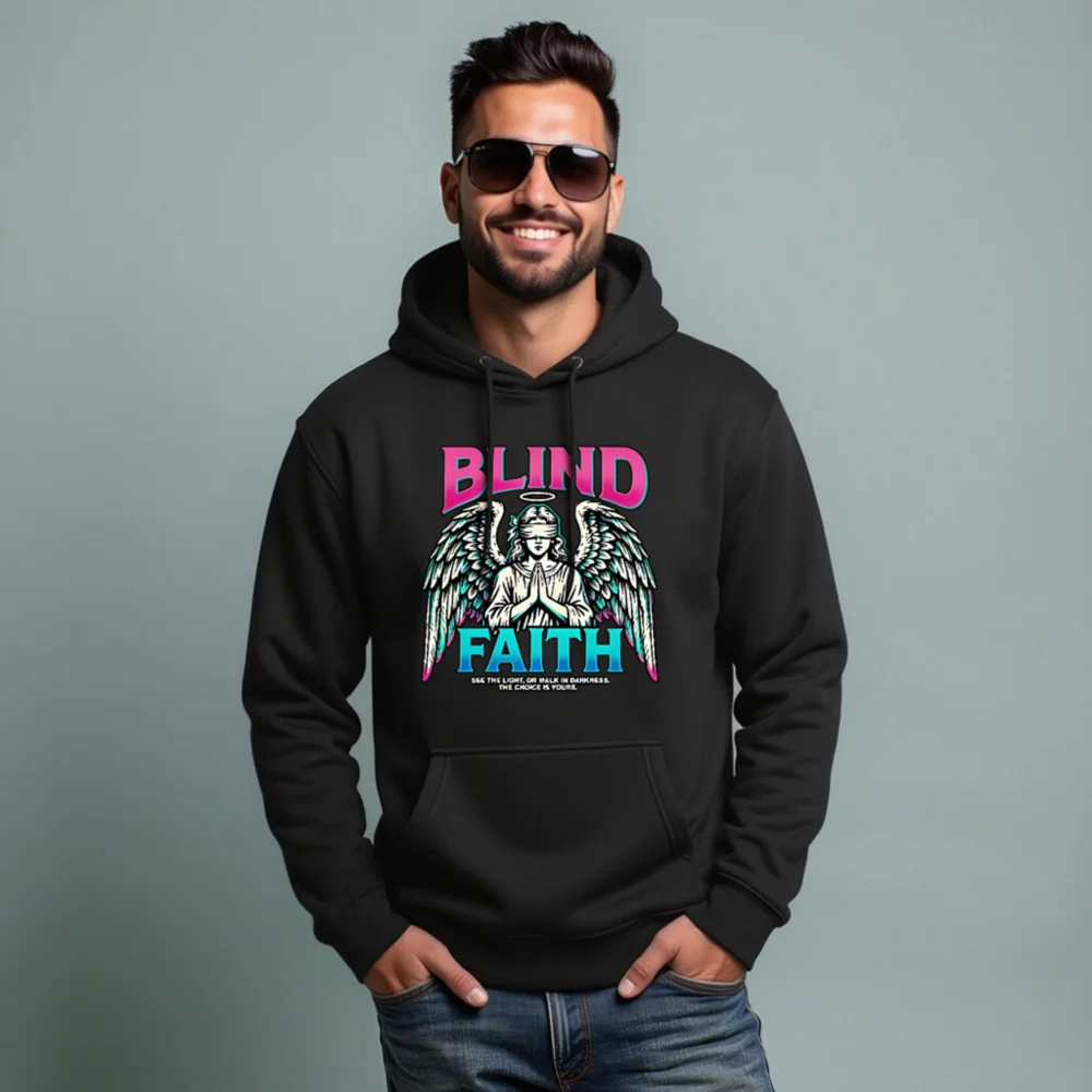 Blind Faith Hoodie – Unisex Premium Pullover with Angel Graphic - Image 8