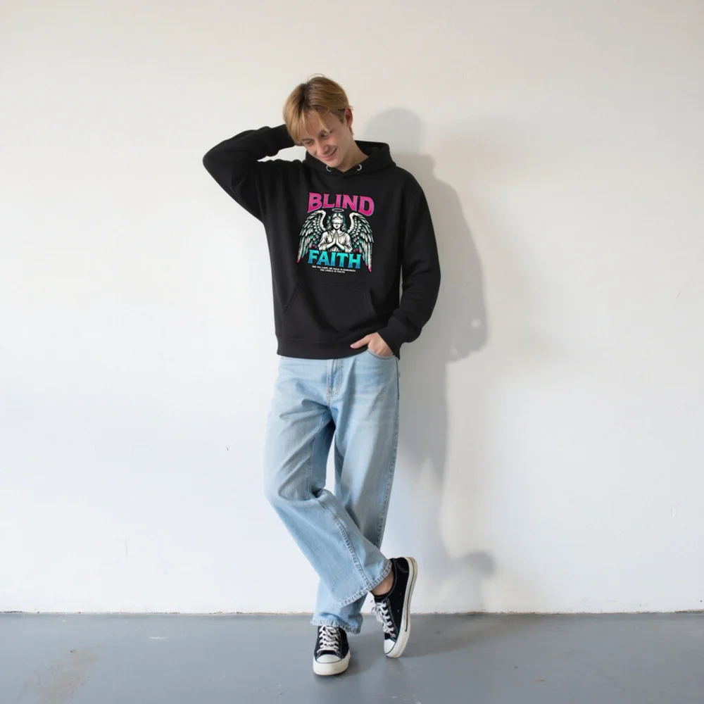 Blind Faith Hoodie – Unisex Premium Pullover with Angel Graphic - Image 9