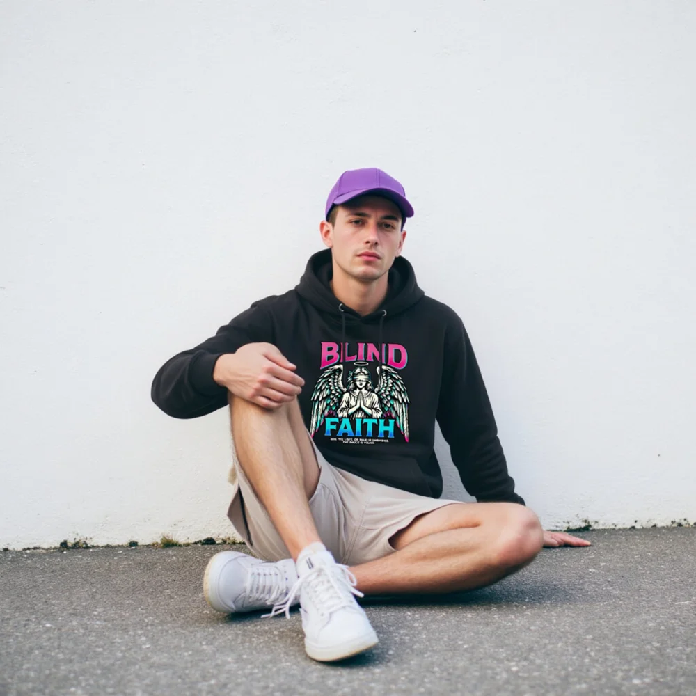 Blind Faith Hoodie – Unisex Premium Pullover with Angel Graphic - Image 10