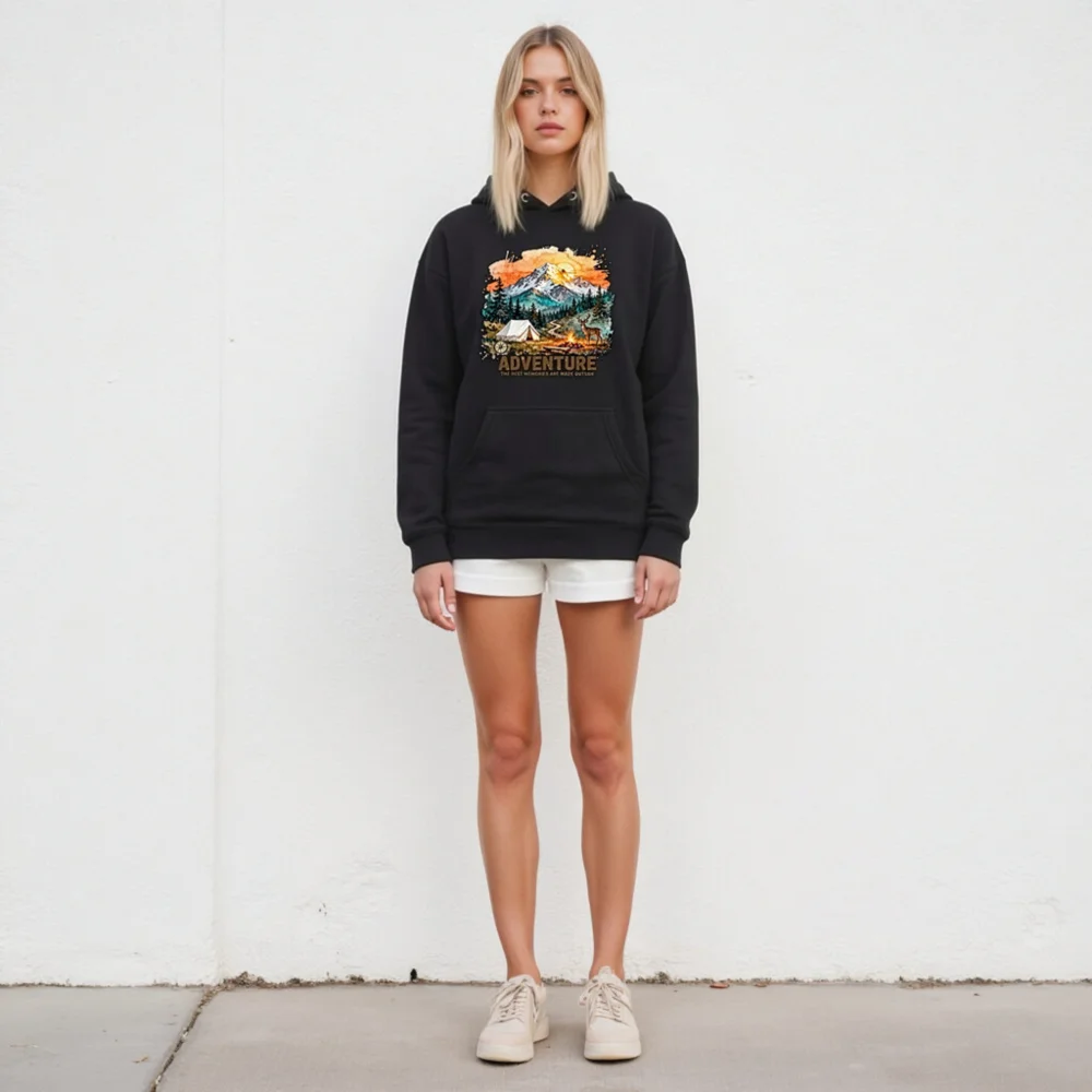 Adventure Hoodie for Men and Women – Premium Unisex Pullover with Mountain Camping Print - Image 5