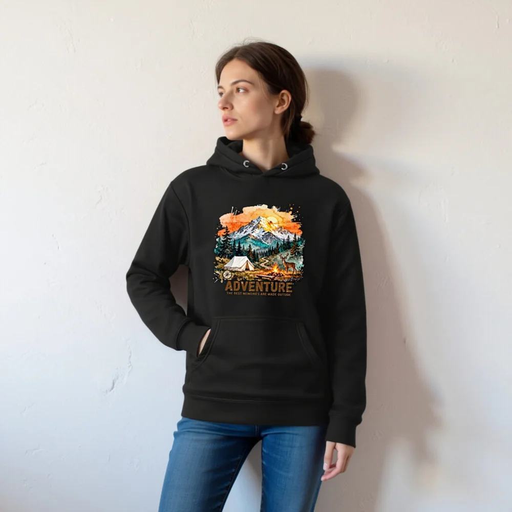 Adventure Hoodie for Men and Women – Premium Unisex Pullover with Mountain Camping Print - Image 7
