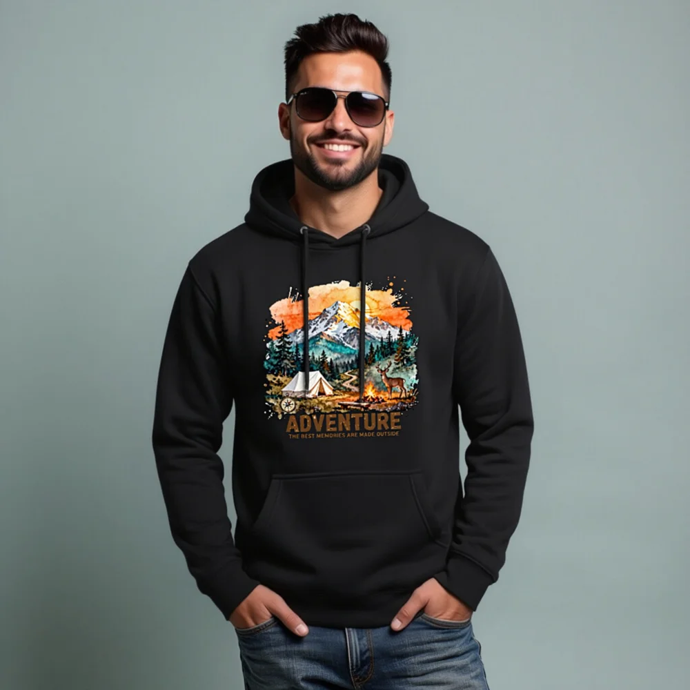 Adventure Hoodie for Men and Women – Premium Unisex Pullover with Mountain Camping Print - Image 8