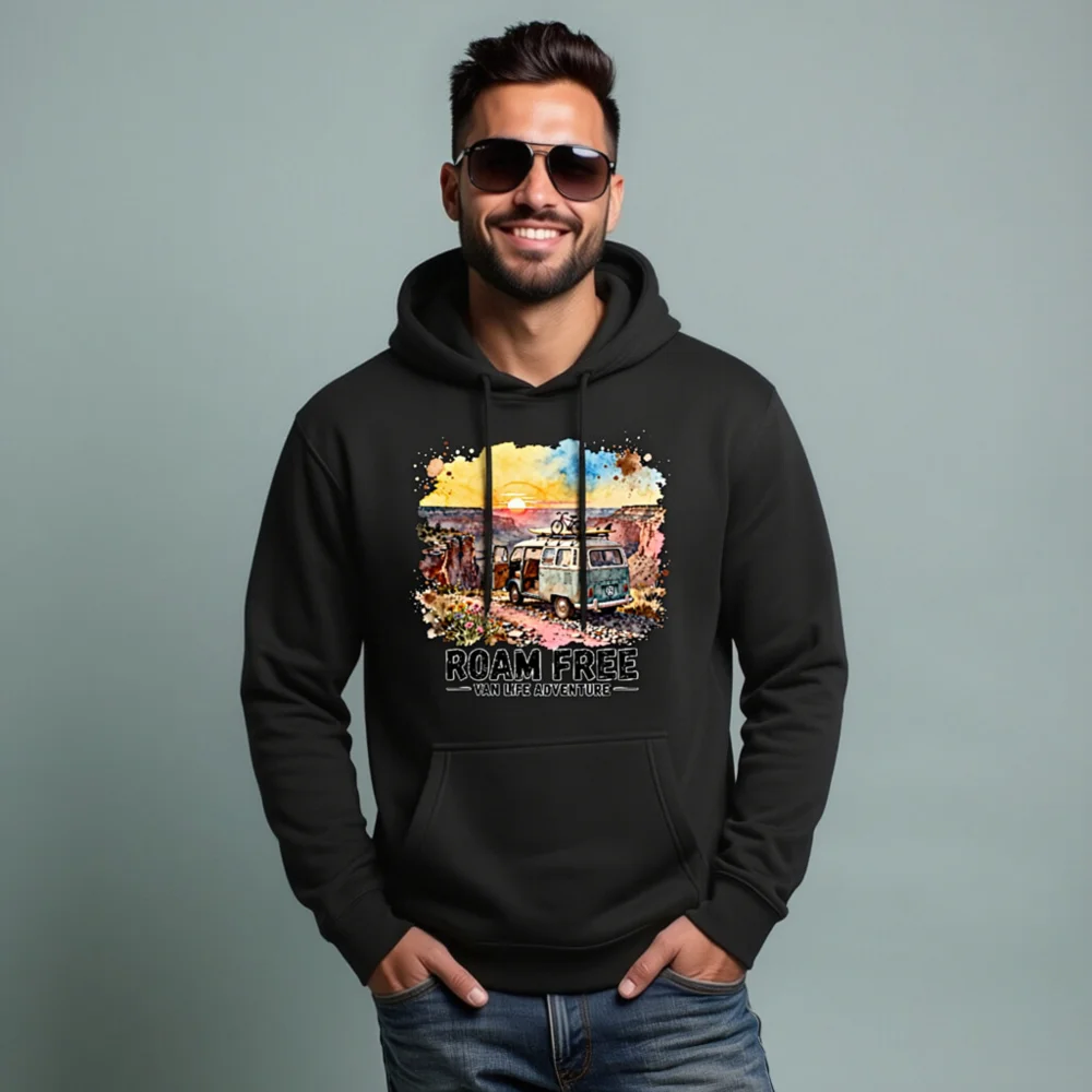 Roam Free Van Life Adventure Hoodie – Unisex Premium Pullover - Image 8