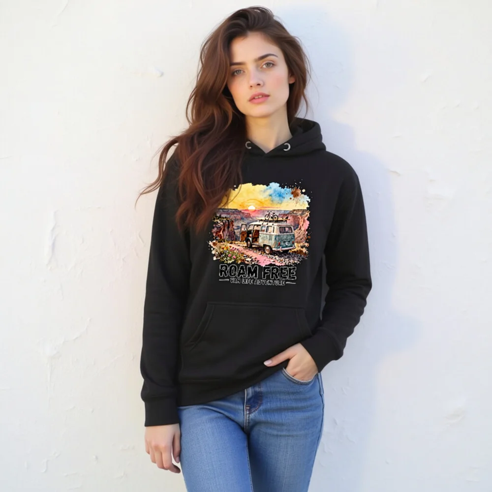 Roam Free Van Life Adventure Hoodie – Unisex Premium Pullover - Image 11