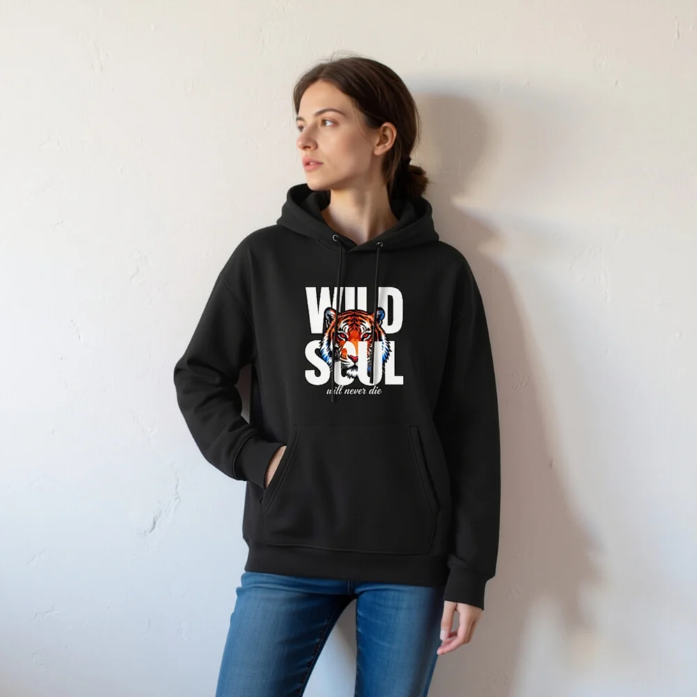 Wild Soul Tiger Hoodie – Unisex Eco-Friendly Pullover - Image 6