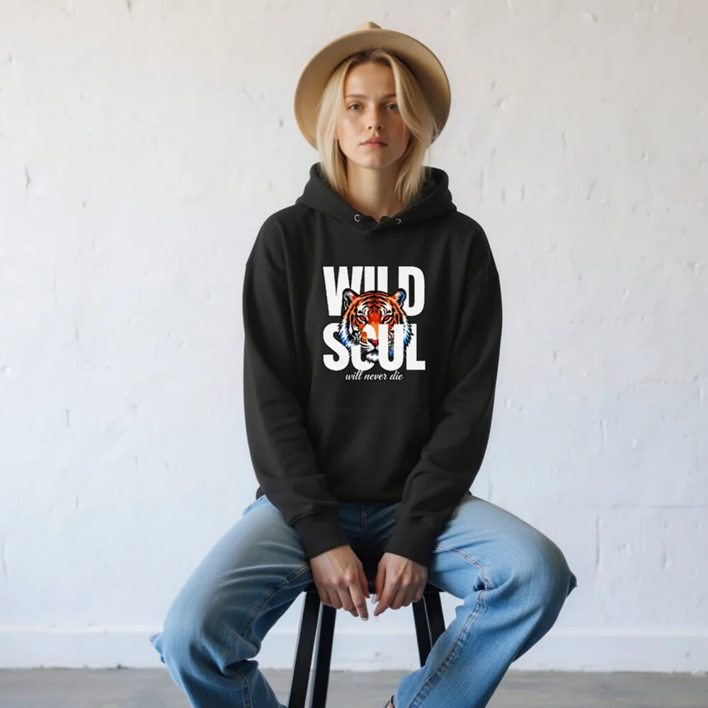 Wild Soul Tiger Hoodie – Unisex Eco-Friendly Pullover - Image 9
