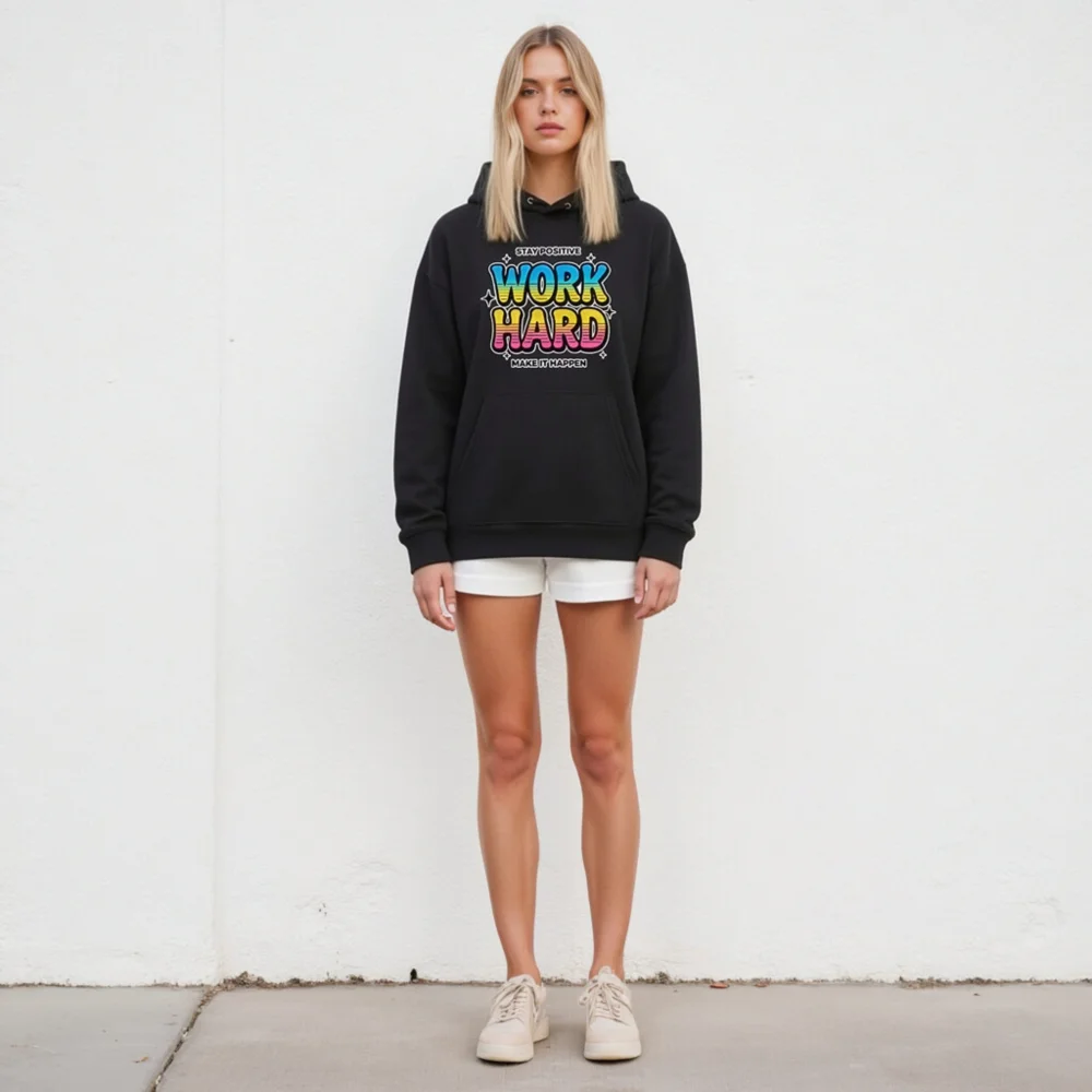 Unisex Eco Hoodie – Stay Positive Work Hard Motivational Sweatshirt - Image 5