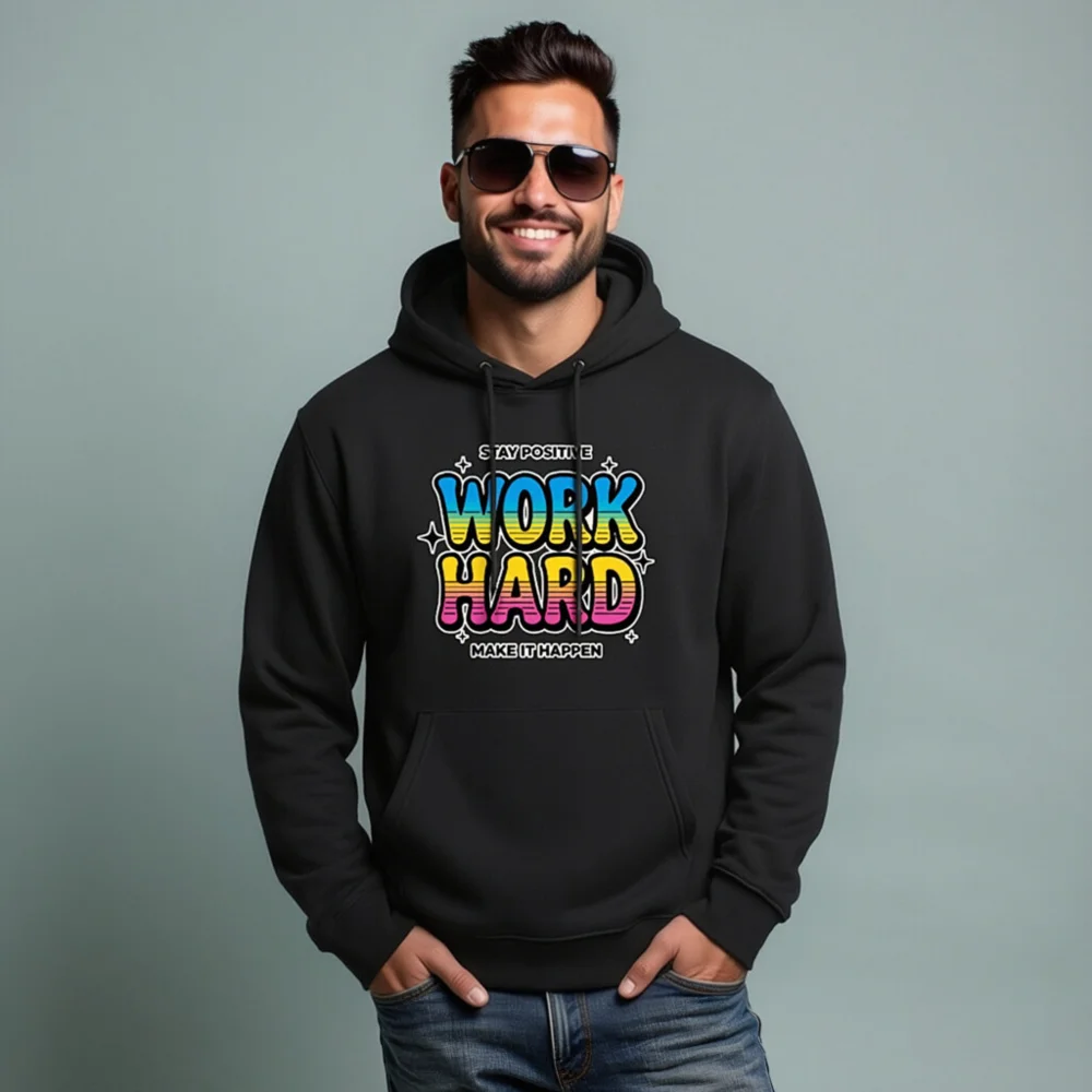 Unisex Eco Hoodie – Stay Positive Work Hard Motivational Sweatshirt - Image 7
