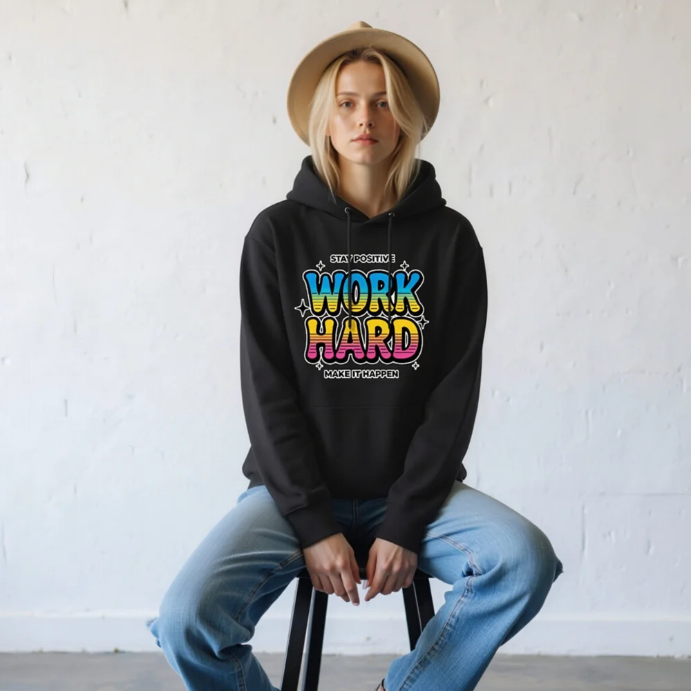 Unisex Eco Hoodie – Stay Positive Work Hard Motivational Sweatshirt - Image 9