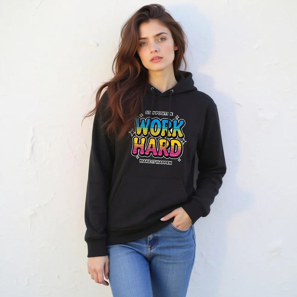 Unisex Eco Hoodie – Stay Positive Work Hard Motivational Sweatshirt - Image 11