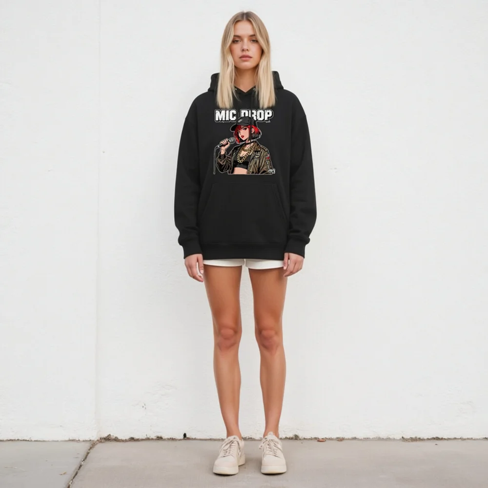 Mic Drop Unisex Eco Hoodie – Streetwear Graphic Pullover - Image 5