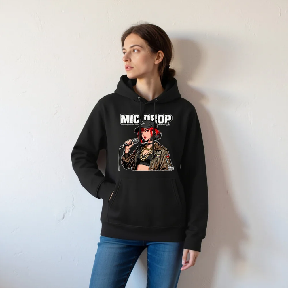 Mic Drop Unisex Eco Hoodie – Streetwear Graphic Pullover - Image 6