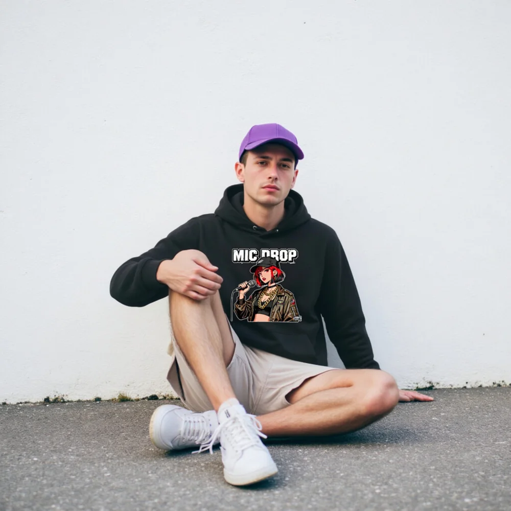 Mic Drop Unisex Eco Hoodie – Streetwear Graphic Pullover - Image 8