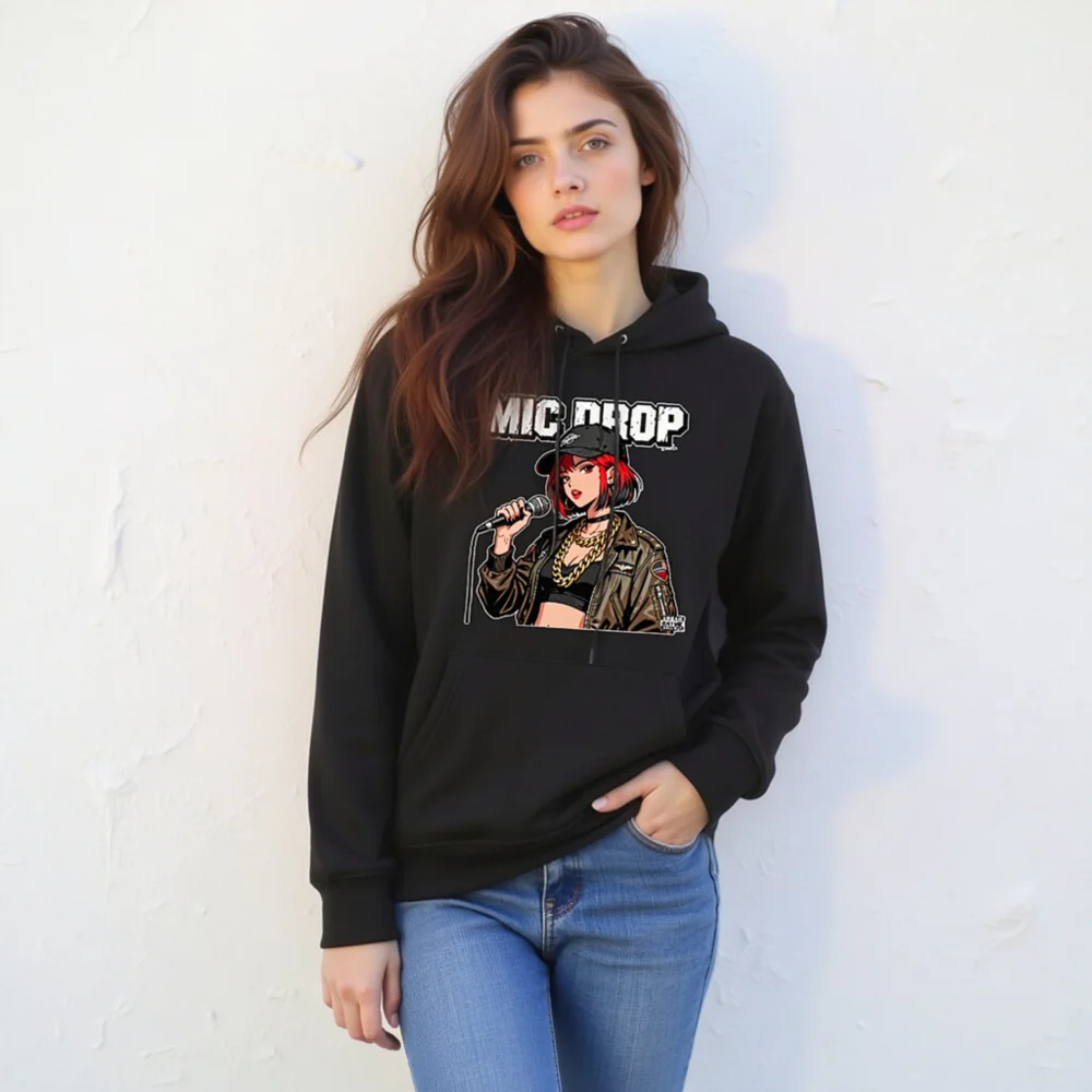 Mic Drop Unisex Eco Hoodie – Streetwear Graphic Pullover - Image 11