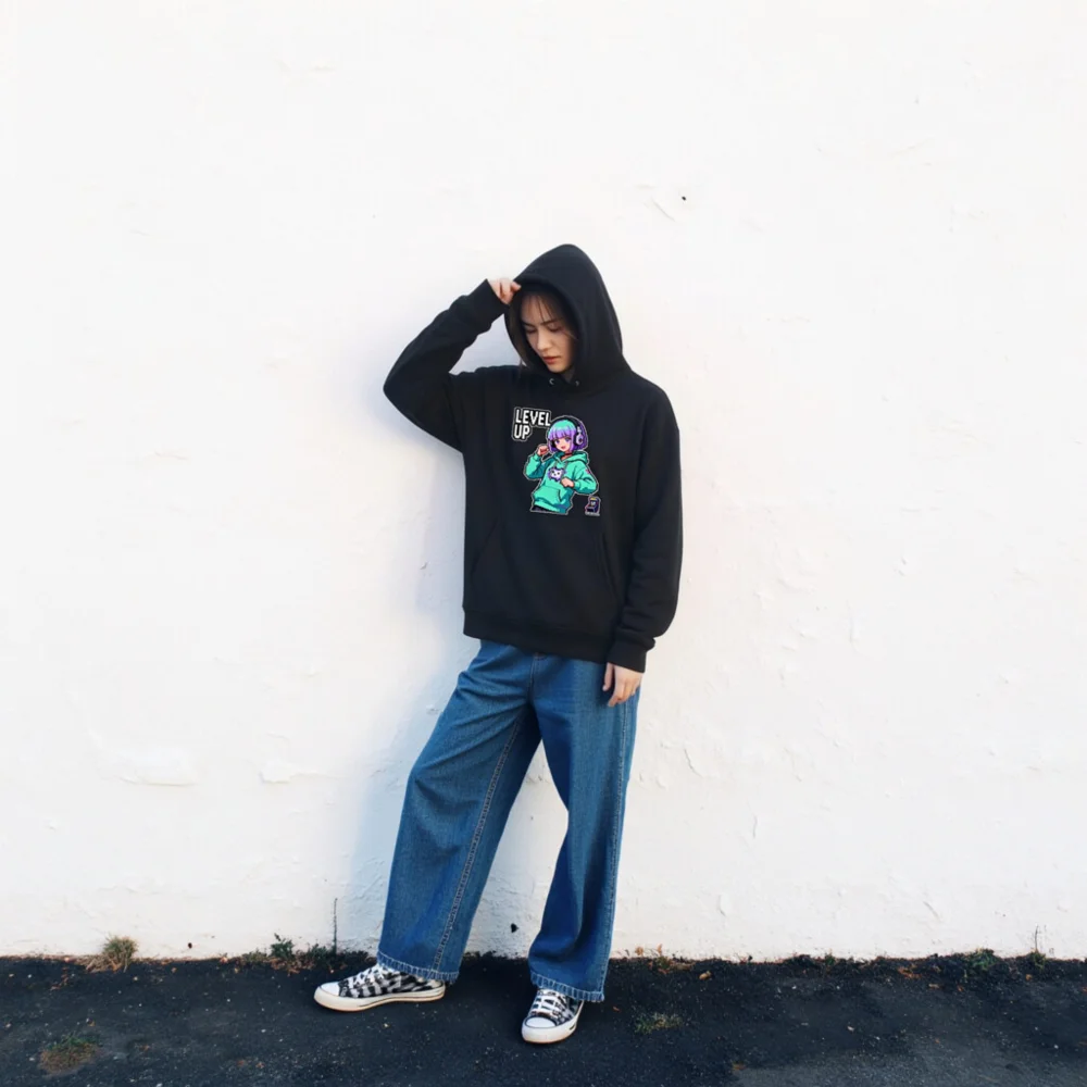 Level Up Pixel Art Hoodie – Unisex Eco-Friendly Pullover - Image 2