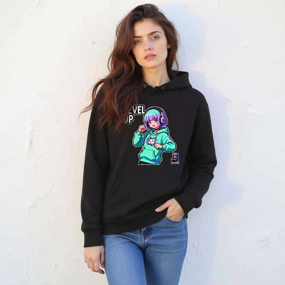 Level Up Pixel Art Hoodie – Unisex Eco-Friendly Pullover - Image 11