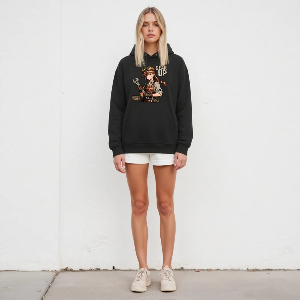 Steampunk Gear Up Hoodie – Unisex Eco-Friendly Pullover - Image 5