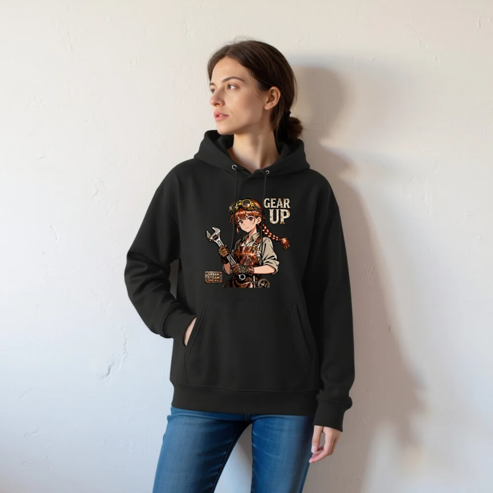 Steampunk Gear Up Hoodie – Unisex Eco-Friendly Pullover - Image 6