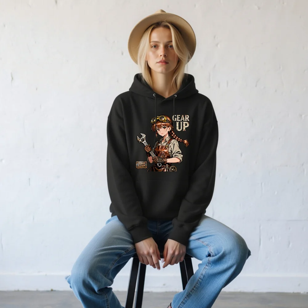 Steampunk Gear Up Hoodie – Unisex Eco-Friendly Pullover - Image 9