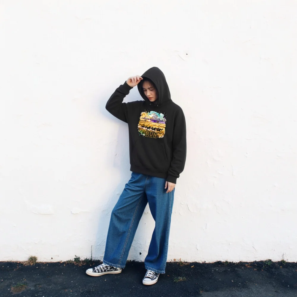 Run Wild and Free Hoodie – Unisex Eco-Friendly Pullover - Image 2