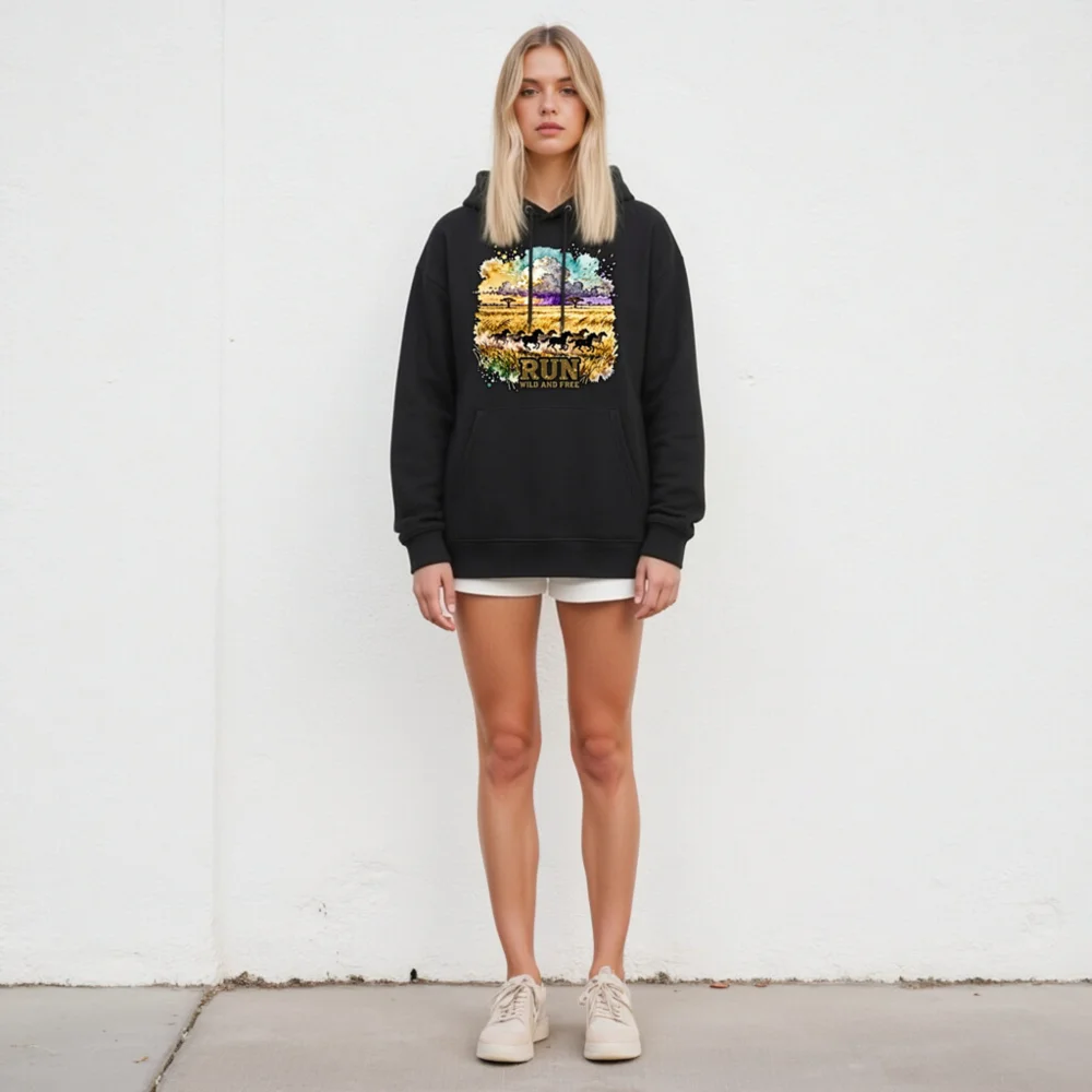 Run Wild and Free Hoodie – Unisex Eco-Friendly Pullover - Image 5