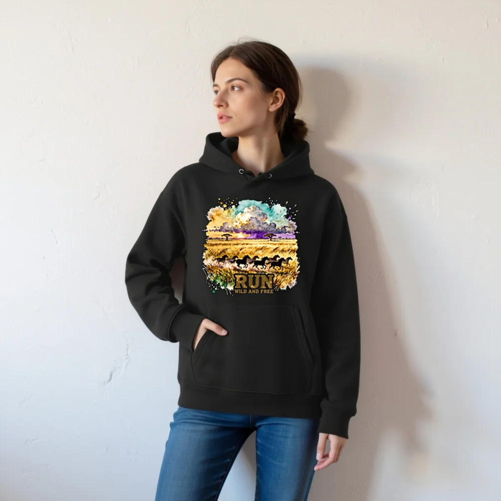 Run Wild and Free Hoodie – Unisex Eco-Friendly Pullover - Image 6