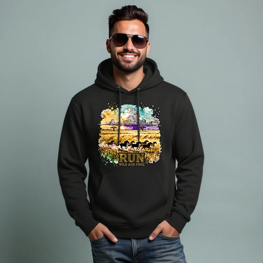 Run Wild and Free Hoodie – Unisex Eco-Friendly Pullover - Image 7
