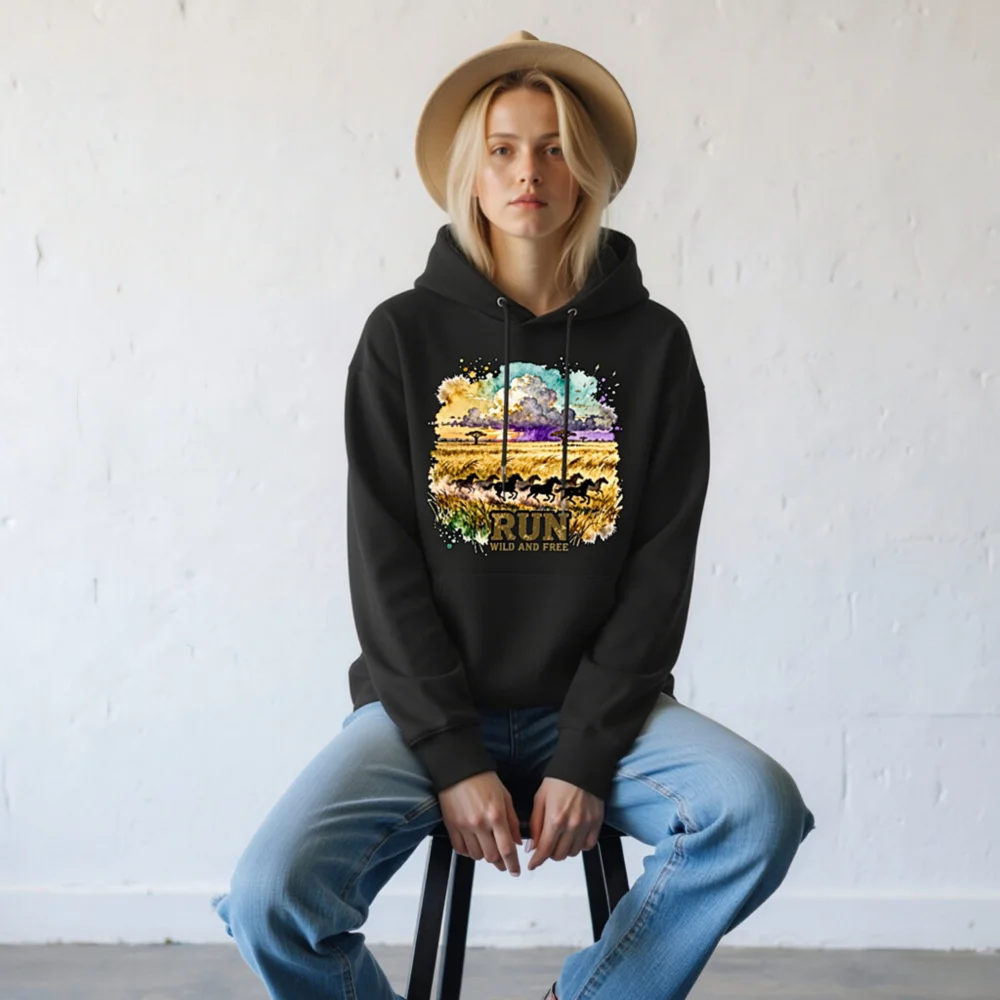 Run Wild and Free Hoodie – Unisex Eco-Friendly Pullover - Image 9